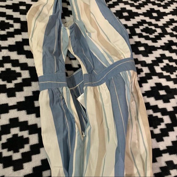 ANTHROPOLOGIE Cleobella Blue Ivory Striped Tassel Canela Wide Leg Jumpsuit Small - Picture 10 of 12